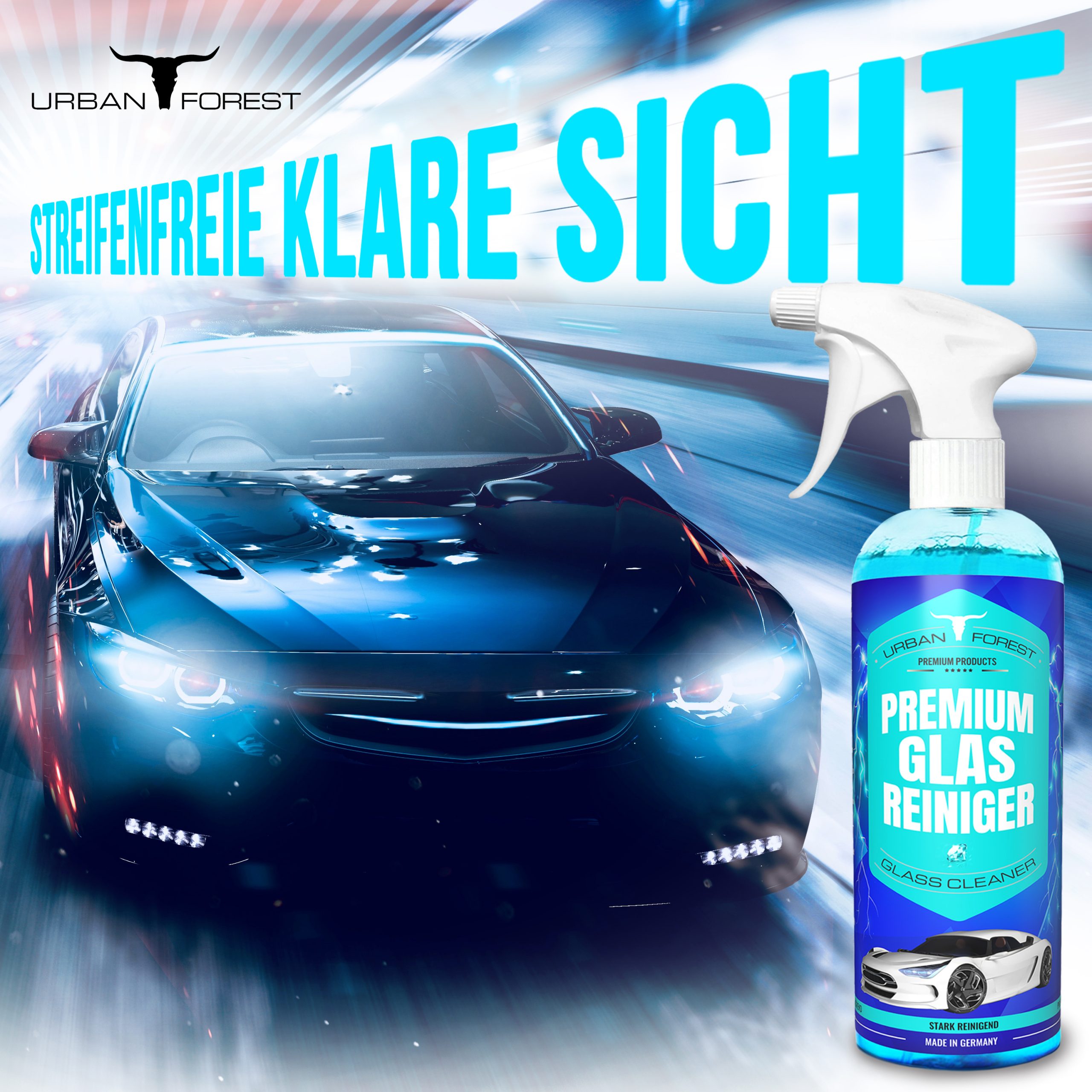 Auto Glasreiniger  Premium Scheibenreiniger, Autofenster Reiniger von  URBAN FOREST 500ml - KAP3 PREMIUM PRODUCTS